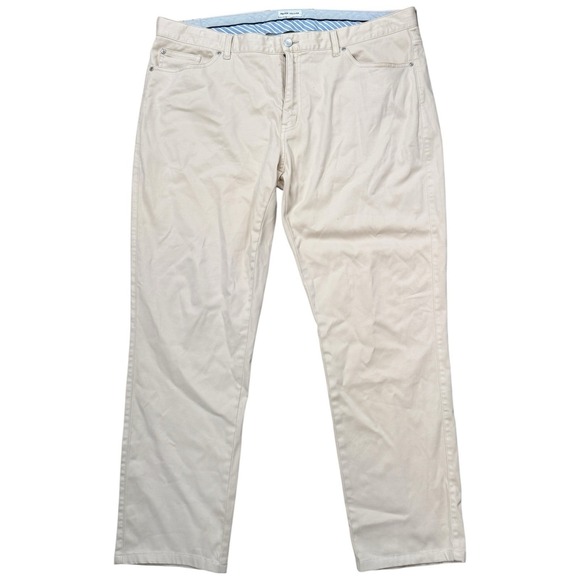 Peter Millar Mens Chino Pants Flat Front Tapered Leg Beige Size 40 Waist Golf - Picture 1 of 11